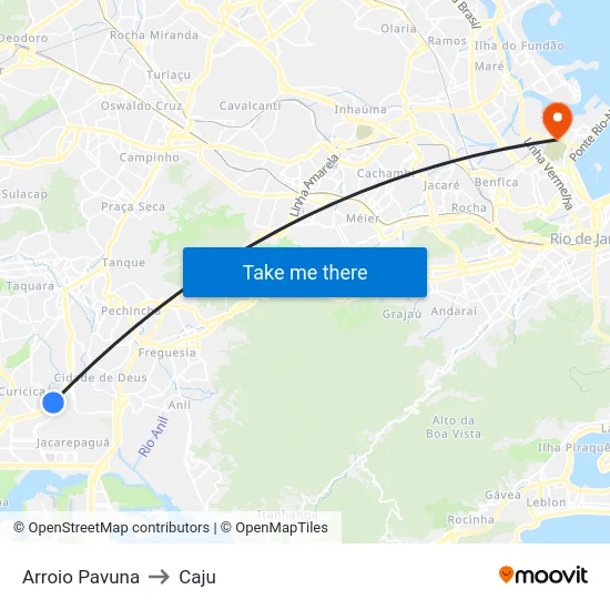 Arroio Pavuna to Caju map