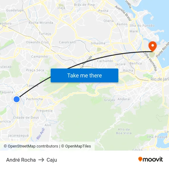 André Rocha to Caju map