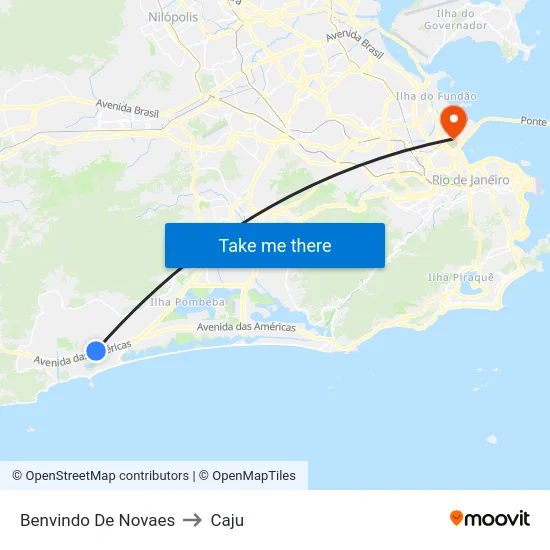 Benvindo De Novaes to Caju map