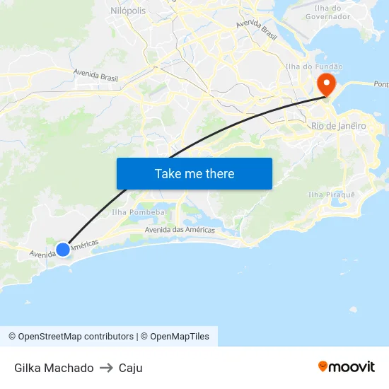 Gilka Machado to Caju map