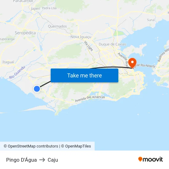 Pingo D'Água to Caju map