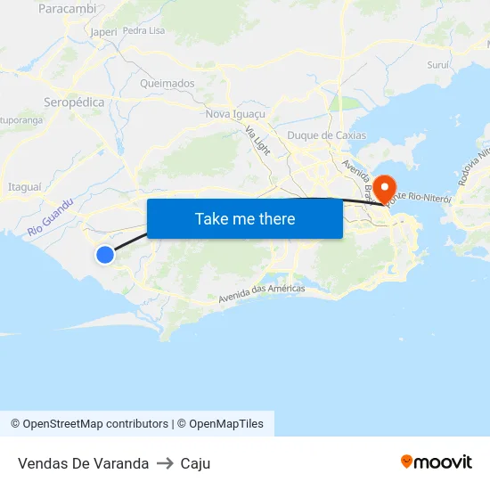 Vendas De Varanda to Caju map