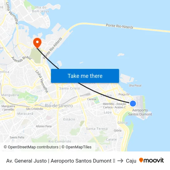 Av. General Justo | Aeroporto Santos Dumont ✈ to Caju map