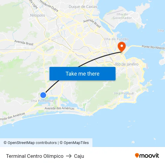 Terminal Centro Olímpico to Caju map