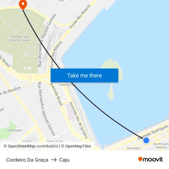 Cordeiro Da Graça to Caju map