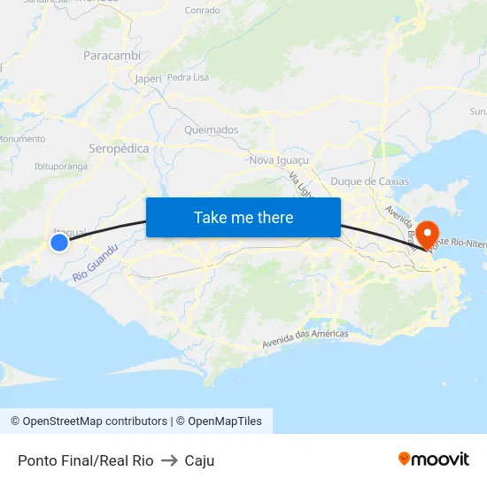 Ponto Final/Real Rio to Caju map