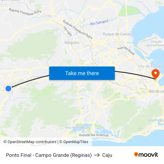 Ponto Final - Campo Grande (Reginas) to Caju map