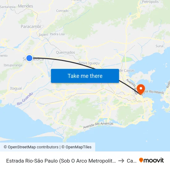 Estrada Rio-São Paulo (Sob O Arco Metropolitano) to Caju map