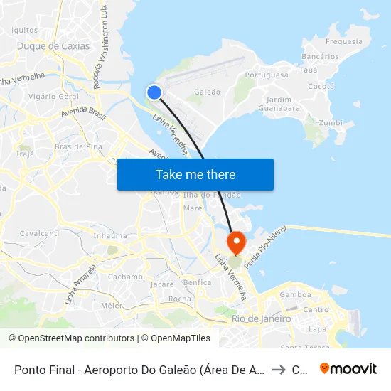 Ponto Final - Aeroporto Do Galeão (Área De Apoio) to Caju map