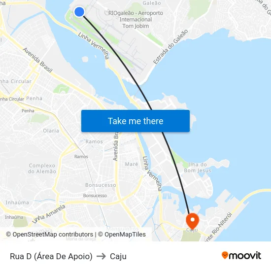 Rua D (Área De Apoio) to Caju map
