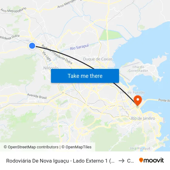 Rodoviária De Nova Iguaçu - Lado Externo 1 (Evanil) to Caju map