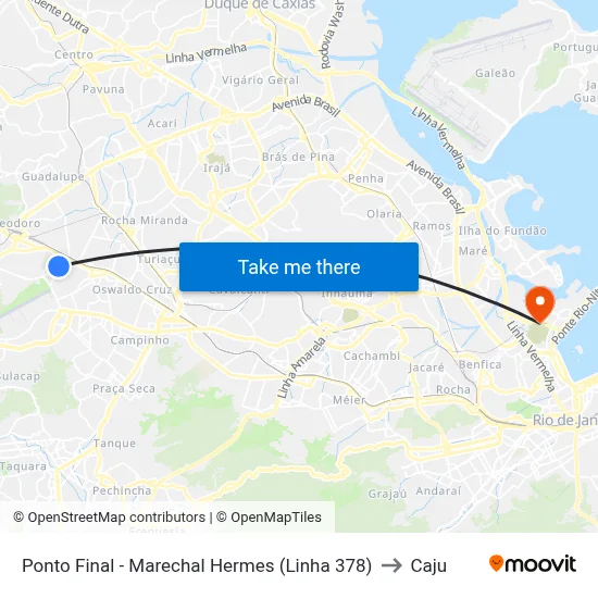 Ponto Final - Marechal Hermes (Linha 378) to Caju map