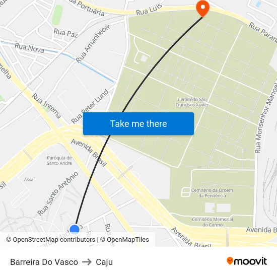 Barreira Do Vasco to Caju map