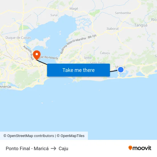 Ponto Final - Maricá to Caju map