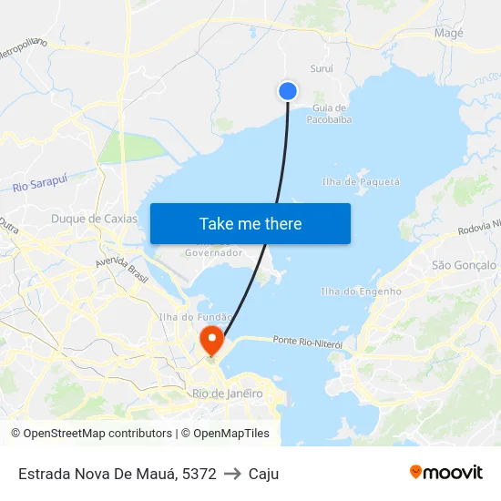 Estrada Nova De Mauá, 5372 to Caju map