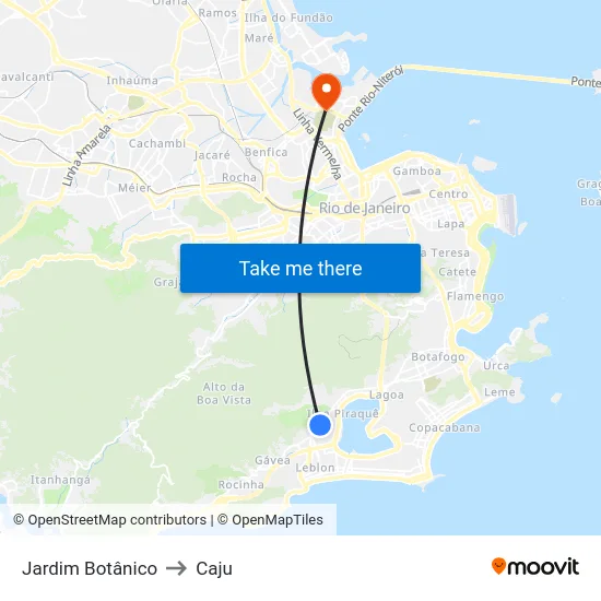 Jardim Botânico to Caju map