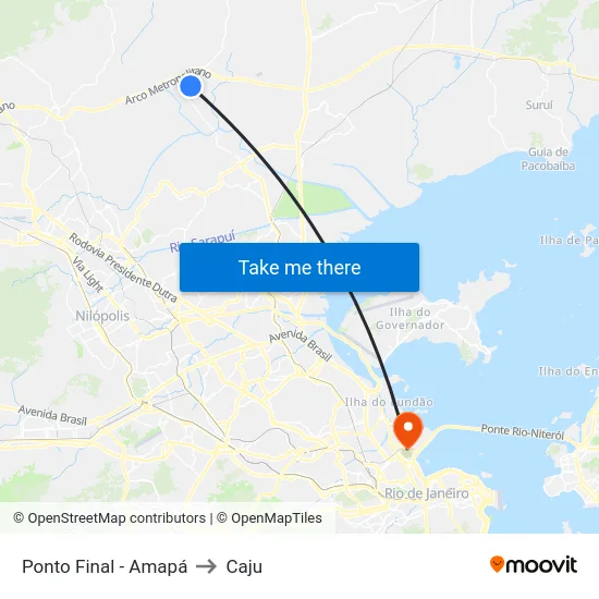 Ponto Final - Amapá to Caju map