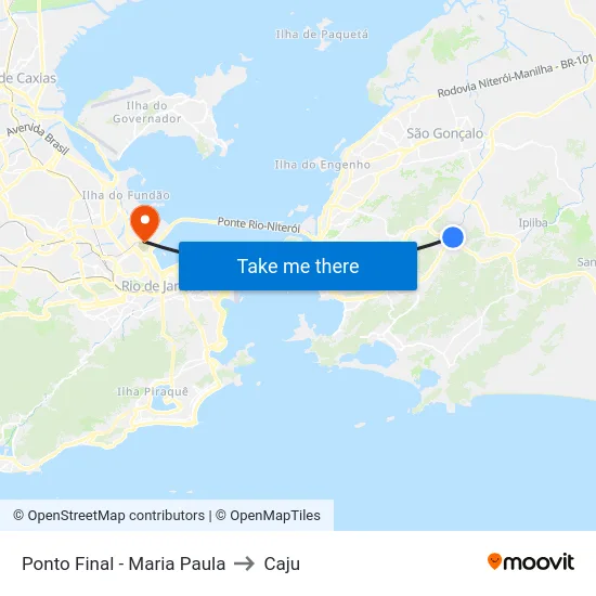 Ponto Final - Maria Paula to Caju map