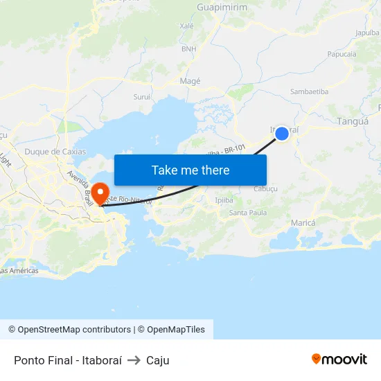 Ponto Final - Itaboraí to Caju map