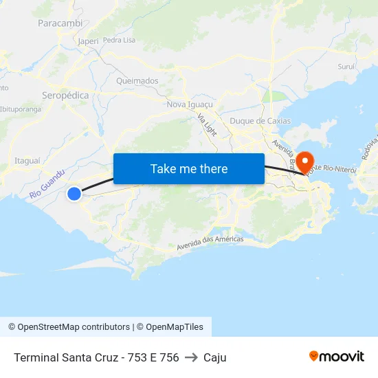 Terminal Santa Cruz - 753 E 756 to Caju map