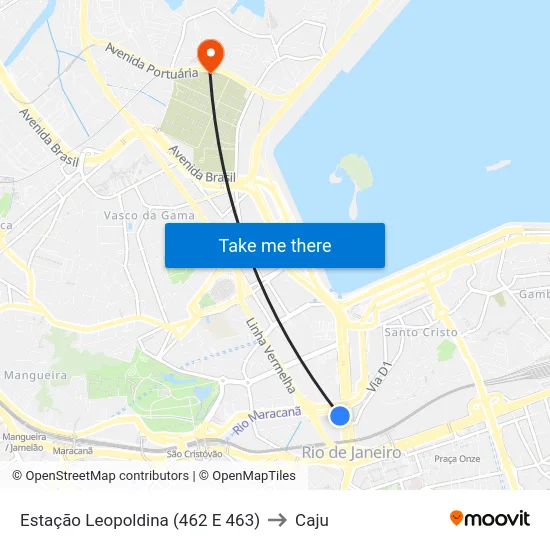 Estação Leopoldina (462 E 463) to Caju map