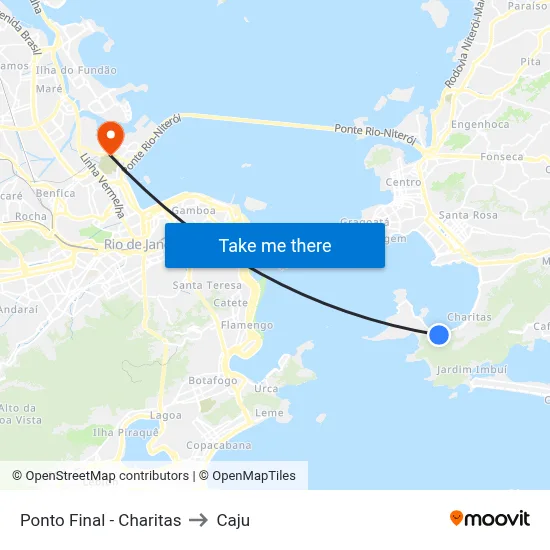 Ponto Final - Charitas to Caju map