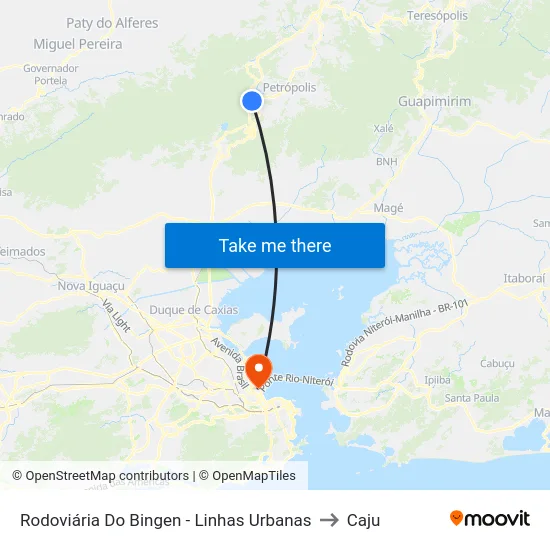 Rodoviária Do Bingen - Linhas Urbanas to Caju map