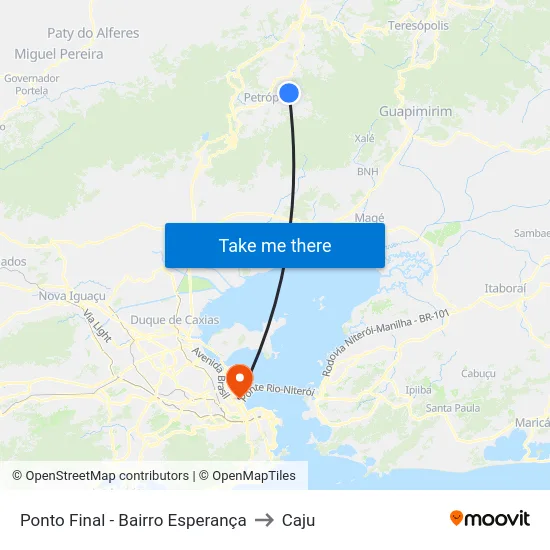 Ponto Final - Bairro Esperança to Caju map