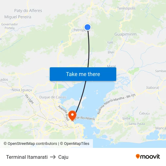 Terminal Itamarati to Caju map