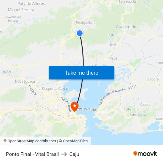 Ponto Final - Vital Brasil to Caju map