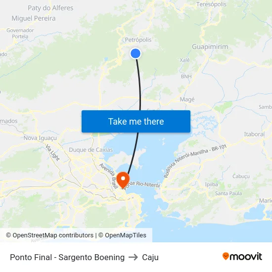 Ponto Final - Sargento Boening to Caju map