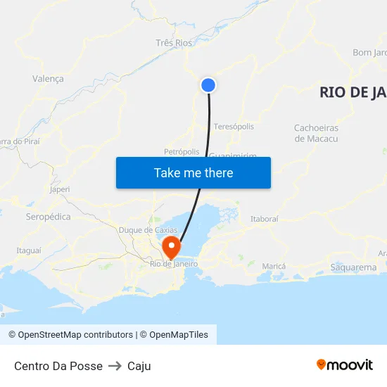 Centro Da Posse to Caju map