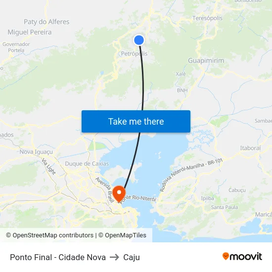 Ponto Final - Cidade Nova to Caju map
