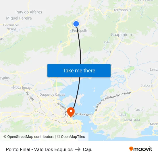 Ponto Final - Vale Dos Esquilos to Caju map
