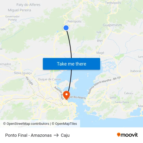 Ponto Final - Amazonas to Caju map