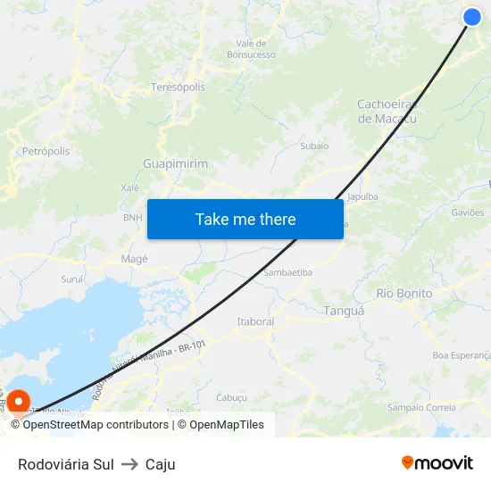 Rodoviária Sul to Caju map