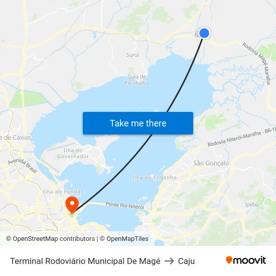 Terminal Rodoviário Municipal De Magé to Caju map
