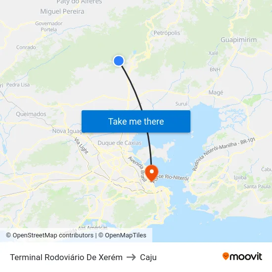 Terminal Rodoviário De Xerém to Caju map