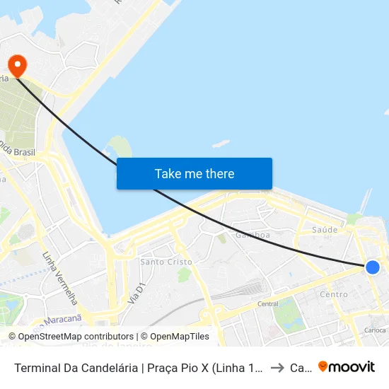 Terminal Da Candelária | Praça Pio X (Linha 118b) to Caju map