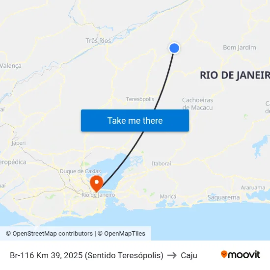 Br-116 Km 39, 2025 (Sentido Teresópolis) to Caju map
