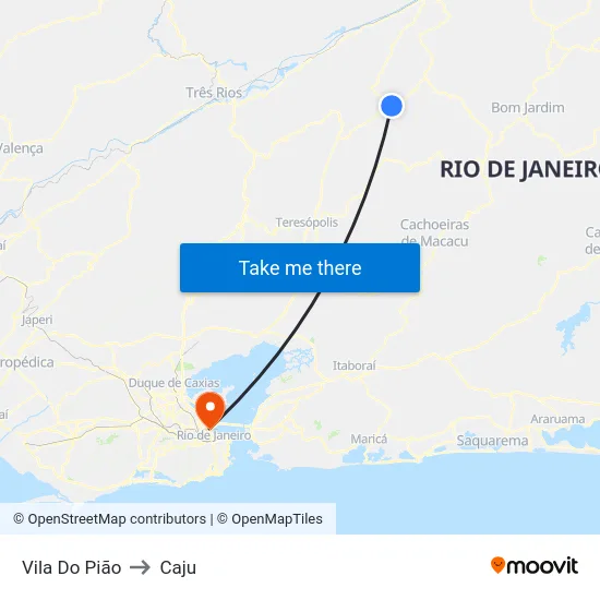 Vila Do Pião to Caju map