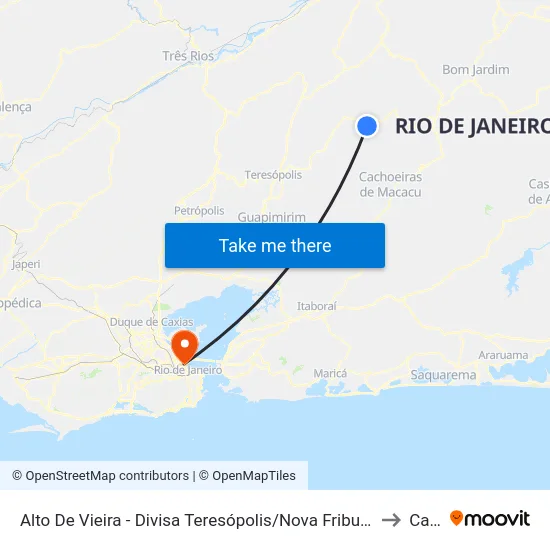 Alto De Vieira - Divisa Teresópolis/Nova Friburgo to Caju map