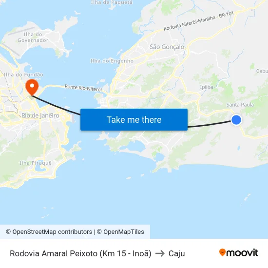 Rodovia Amaral Peixoto (Km 15 - Inoã) to Caju map