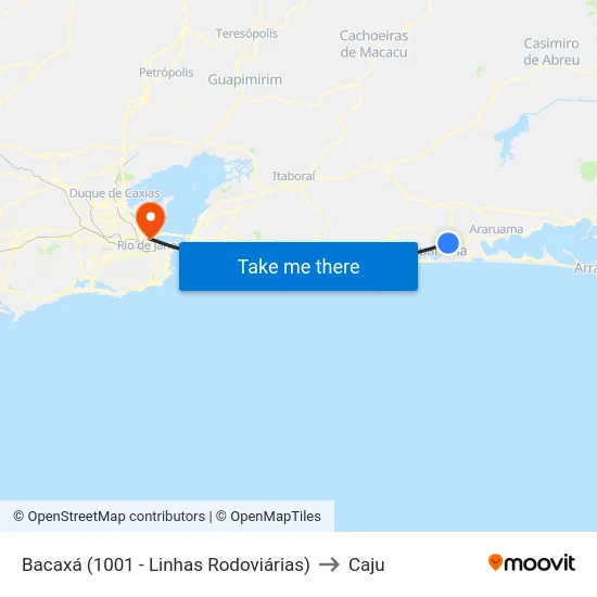 Bacaxá (1001 - Linhas Rodoviárias) to Caju map