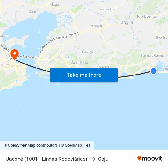 Jaconé (1001 - Linhas Rodoviárias) to Caju map
