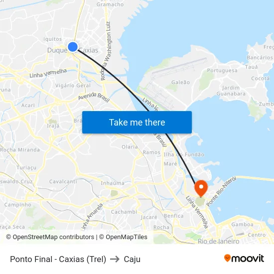 Ponto Final - Caxias (Trel) to Caju map