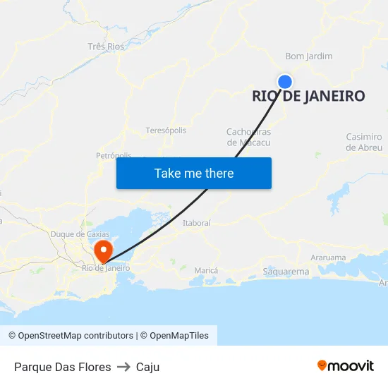 Parque Das Flores to Caju map