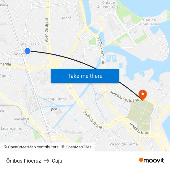 Ônibus Fiocruz to Caju map