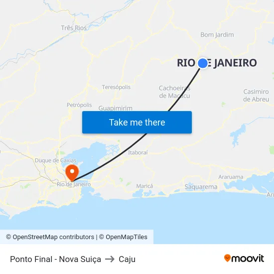 Ponto Final - Nova Suiça to Caju map