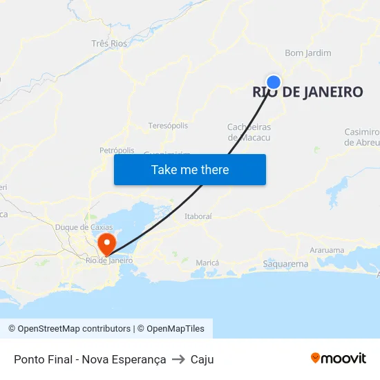 Ponto Final - Nova Esperança to Caju map
